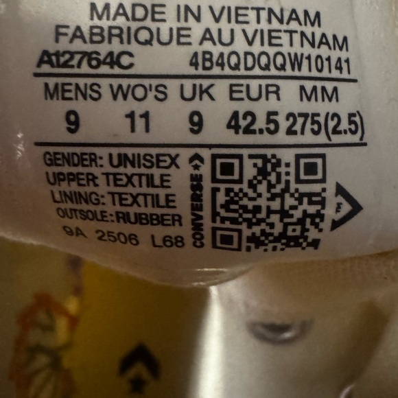 New Converse White Floral Embroidered High-Tops With Platforms Women's 11 - Picture 9 of 9